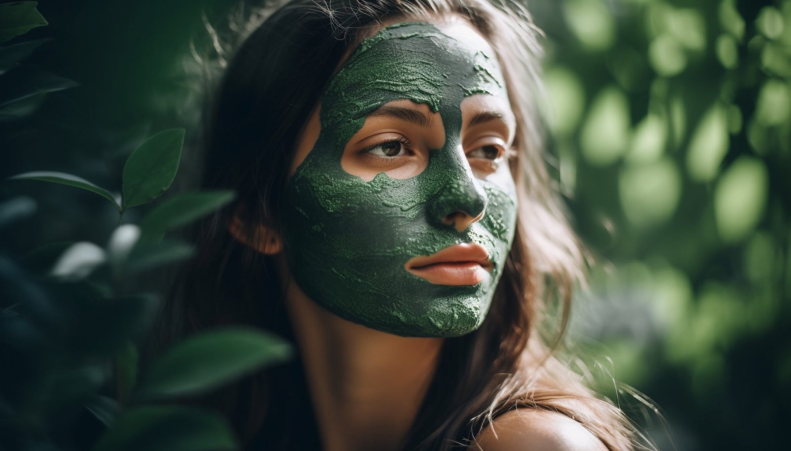 Young woman applying facial mask for pampering generated by artificial intelligence